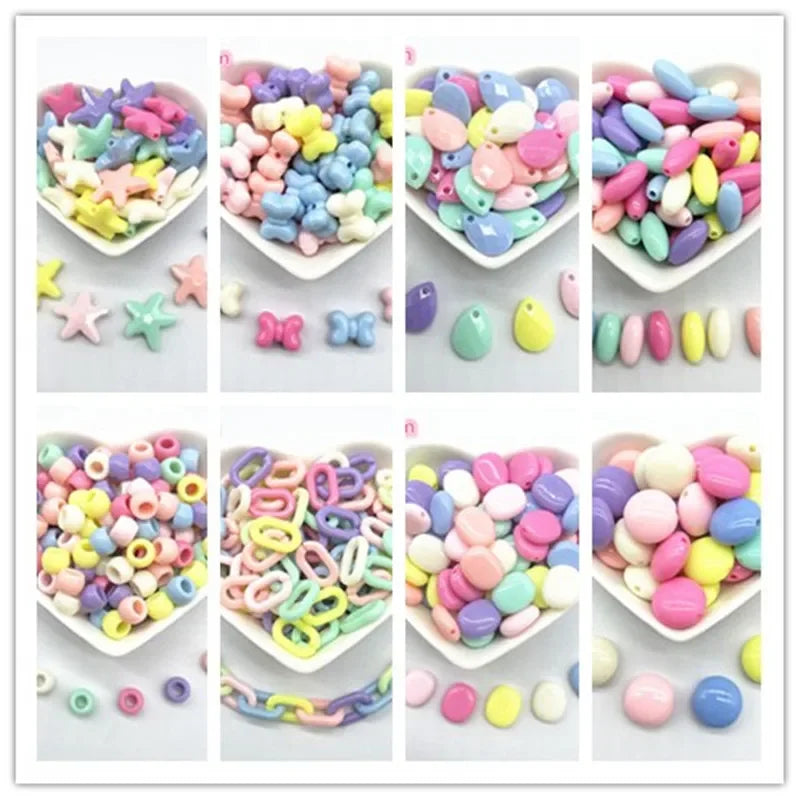 All Kinds of Shape Colourful Acrylic Loose Spacer Beads for Jewelry Making DIY Beaded Material Early Education Accessories
