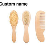 Personalized Baby Care Hair Brush Pure Natural Wool Wood Comb ,  Engraved Newborn Massager Baby Shower and Registry Gift