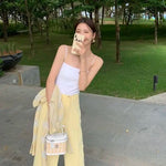 Camisole Women Sleeveless Spaghetti Strap Sexy Elastic Fashion All-match Simple Solid Korean Style Skinny Girls Streetwear Club