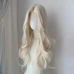 2024 New Curly Wavy White Wig Synthetic Hair Middle Part Long White Cosplay Wig Long Wigs for Women Synthetict Wig