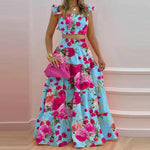 Women's Sexy Top+skirt 2-piece Set  Summer Temperament Suspender Long Skirt Saias Femininas Elbise Conjuntos Femininos Elegante