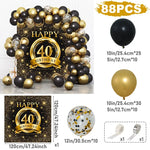 Black Gold Balloon Garland Arch Kit Confetti Latex Balloon Happy 30 40 50 60 Year Birthday Party Decor Adults Birthday Backdrop