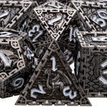 DND D20 Dice Set Dungeon and Dragon Metal Polyhedral D&D Dice for  Pathfinder RPG Roll Playing Game D20 D12 D10 D8 D6 D4