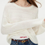 FSLE【4 Colors】Women Pullover Sweater 8.7% Wool Round Neck Female Autumn New Yellow Jumper Tops Drop Sleeve Sweater 24FS13038